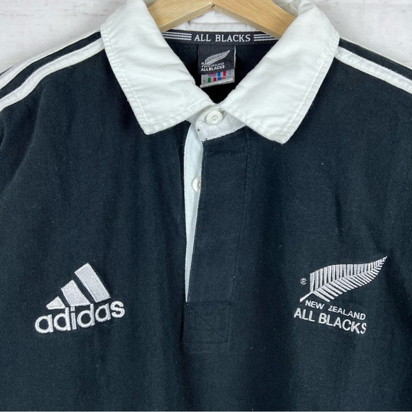Vintage 1990s New Zealand All Blacks Adidas Rugby Shirt Medium - Picture 3 of 7